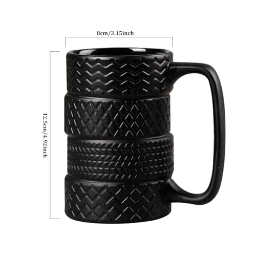 Tasse de nouveauté de pneus, tasse de pneu en céramique de grande capacité 3D grande tasse de voiture avec poignée portable tasses de pneu à café frais pour les amateurs de voitures ménagers de