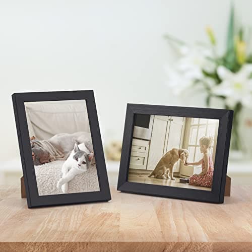 EXYGLO Cadre Photo 10x15 cm Noir Lot de 7, Cadres Photo Mural et à Poser pour Chambre, Bureau, Salon et Gallerie
