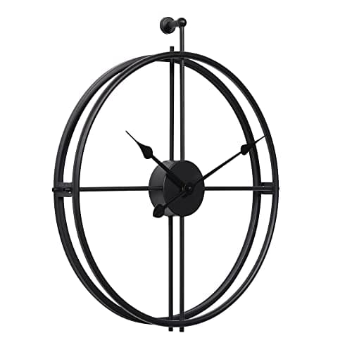 LW Collection Horloge Murale Alberto Noir 62 cm - Grande Horloge Murale Industrielle en Métal - Horloge Murale Moderne - Mouvement Silencieux - Horloge Silencieuse