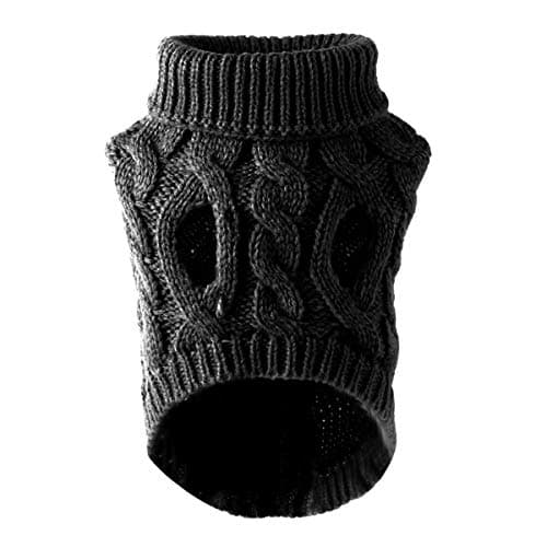 FAMKIT Manteau en Tricot à col roulé pour Chien, vêtements pour Chiens de Compagnie(Convient Uniquement aux Chiens de Petite ou Moyenne Taille // Les Grands Chiens n'achètent Pas !!) Black,M