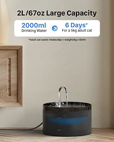 Fontaine a Eau Chat: Fontaine à Eau pour Chat - 2L Distributeur Eau Chat - Fontaine Eau Chat - Fontaine a Eau - Super Silencieuse - Convient à Plusieurs Animaux de Compagnie - Noir - GIOTOHUN