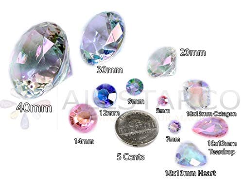 Allstarco 10PCS 30mm 35 Carats Acrylic Diamond Confetti AB Coating for Table Scatter Wedding Decorations Vase Fillers Individually Wrapped