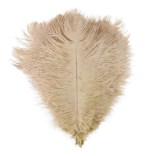 URFEDA Plumes Decoration, Lot de 10 Plumes d'autruche Naturelles Douces sans Odeur Piquante Plumes Naturelles Lot de 10 Plumes D'Autruche Naturelles pour décoration d’intérieur ou Mariage Chameau