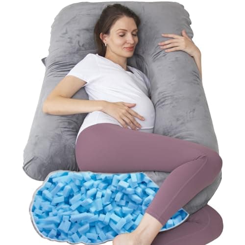 Coussin de Grossesse Complet en Forme de U avec Housse Amovible pour Femmes Enceintes, Coussin de Grossesse pour Dormir, Soutien pour Le Dos, Les Jambes, Le Ventre,(Mousse à mémoire de Forme,Gris)