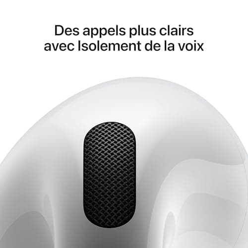 Apple AirPods 4 Écouteurs sans Fil, Casques et écouteurs Bluetooth, Audio Spatial personnalisé, résistance à la Transpiration et l’Eau, boîtier de Charge USB-C, Puce H2, Jusqu’à 24 Heures d’autonomie