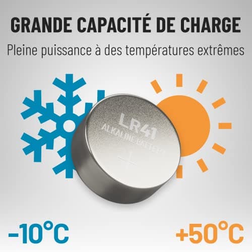 ABSINA 10x Pile LR41 AG3-1,5V Alcaline étanche avec Longue durée - LR736 / L736 / G3 / G3A / 3GA / 192 / GP192 / V3GA / RW87 - Piles LR41, LR41 Pile Bouton, Pile LR41 pour thermometre, Pile LR 41