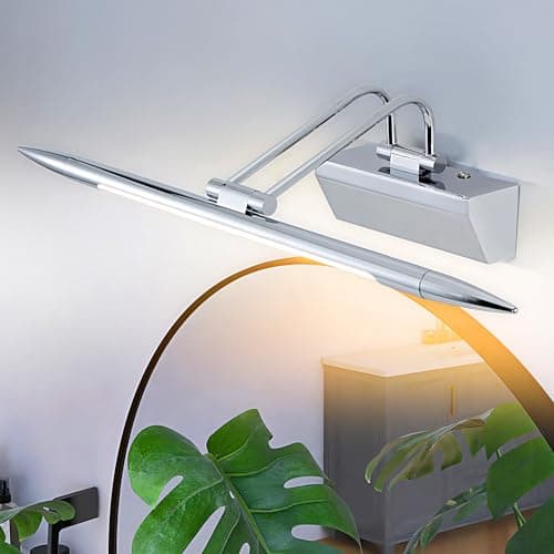 TYhogar Dimmable Applique 42CM IP44 Vanité Salle De Bains Miroir Lumières Intérieur Éclairage 6W 4000K Chrome Poli Appliques Murales Lampes de Lecture Moderne Appliques Pour Tableaux et Vitrines