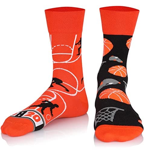 TODO Colours Fantaisie Chaussettes Rigolotes Homme et Femme motif drôle et multicolore (43-46, Basketball)