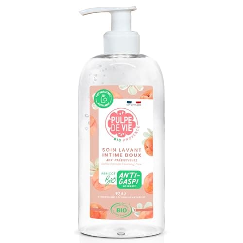 Pulpe de Vie - Soin Lavant Intime Certifié BIO Nude XL 400ml - Anti-gaspi ! Abricot - PH Neutre - Prébiotiques Protecteurs - Éco-Responsable, 100% recyclable, à base de fruits bio upcyclés