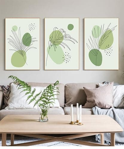 DLKAJFK Lot de 3 posters d'art abstrait moderne - Style bohème - Plante esthétique - Sans cadre (poster 08, 3 pièces - 60 x 90 cm)