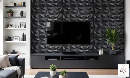 Lot de 4 panneaux 3D, panneaux en polystyrène XPS, panneaux de plafond, panneaux muraux 3D, décorations, plafonds, revêtement mural brillant, 3 mm d'épaisseur - 100 cm x 50 cm - 2 m2 (noir 03)