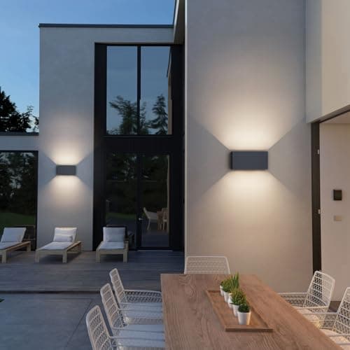 Klighten 24W Applique avec détecteur de mouvement, Applique murale exterieur/interieur,IP65 4000K,Applique détecteur de mouvement,Anthracite