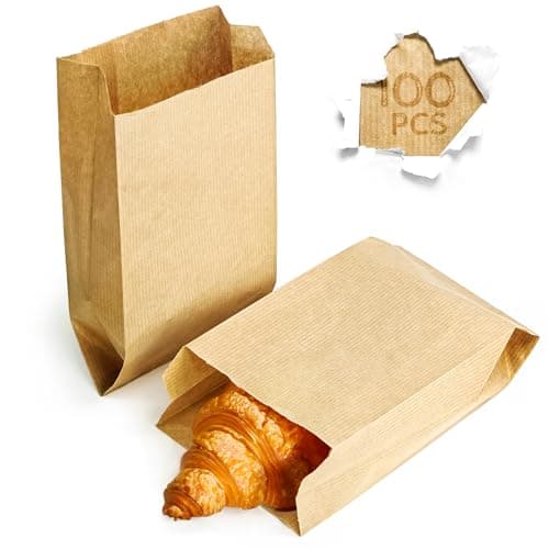 Majillux 100 Sacs en Papier Kraft 12 x 20 x 6 cm, Pochettes Cadeau Marron, Petits Sacs en Papier, Pochettes en Papier Kraft Alimentaire - Durables et Recyclables, Fabriqués en Europe