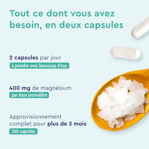 Magnésium Marin, Oxyde de Magnésium Pur et Fortement Dosé, Contre la Fatigue, Soutient le Système Digestif*, 240 Capsules, 100% Végétalien, Sans Arômes et Additifs, Testé en Laboratoire