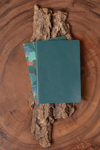 Clairefontaine 115948C - Un Set de 2 Carnets Cousus Fil / Carnet Cuir Uni et Carnet Carte motif Feuille de Ginkgo A5 - 14,8x21 cm 64 Pages Lignées Papier Ivoire 90g - 2 visuels, livr Aléatoire Ginkgo