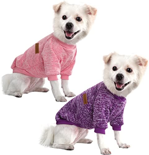 HuaLiSiJi Pull pour Chien Grande Taille Pull Polaire Grand Chien Pull Bouledogue Francais, Le Tissu Est Très Confortable, Doux et Chaud pour L'animal et Se Met Très Facilement (Rose+Violet,3XL)