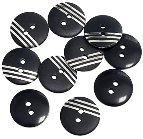 AERZETIX - C65632 - Lot de 10 Boutons de couture plats et ronds Ø18x3 mm à 2 trous 28L L28 - ouverture 2.3 mm - couleur bleu foncé/argent - en plastique - manteaux mercerie vêtements décoration