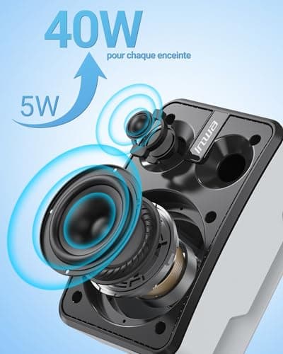 Inwa Enceintes Extérieures Bluetooth, Haut-Parleur Mural étanche IPX5, Système Audio Puissant avec des Basses, Synchronisation Jusqu'à 100 Haut-parleurs (Blanc, MZ621)