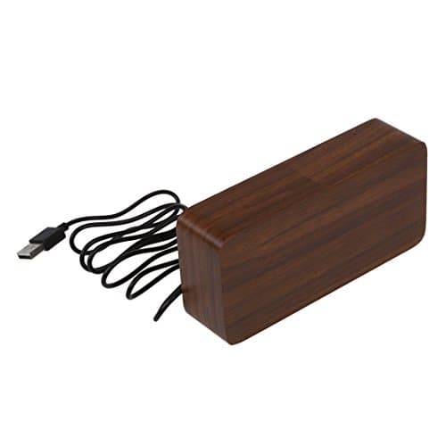 Lancoon Horloge Numérique en Bois - Réveil à LED Multifonctions avec Affichage De L'heure/De La Date/De La Température Et Commande Vocale pour Le Voyage à Domicile - AC11Brown_Red