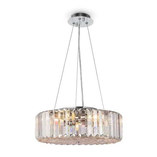 MAYTONI DECORATIVE LIGHTING Lustre à suspension en cristal grand moderne rond style contemporain, en métal couleur chrome excl 6 x 60W E27 230V