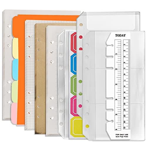 DY.2ten Lot de recharges A6 à 6 trous - (recharges de papier quadrillé + papier ligné + papier kraft + papier à feuilles mobiles vierges) - 180 feuilles/360 pages (45 feuilles de chaque type)