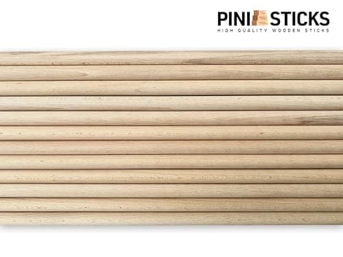 Lot de 50 bâtonnets ronds en bois de hêtre - 6 mm x 40 cm - Pour le travail du bois, la décoration, l'artisanat