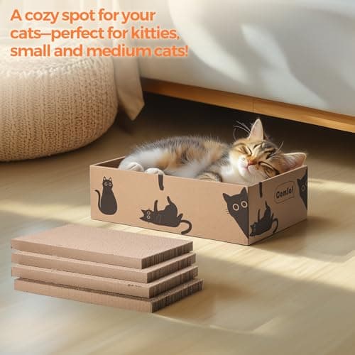 ComSaf Griffoir pour chat, 5 couches, griffoir en carton ondulé, boîte à griffer réversible pour chat, lit en carton, jouer, dormir