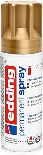 edding 5200 spray permanent - or précieux mat - 200 ml - peinture acrylique pour peindre ou décorer verre, métal, bois, céramique, plastique, toile - peinture acrylique en aérosol