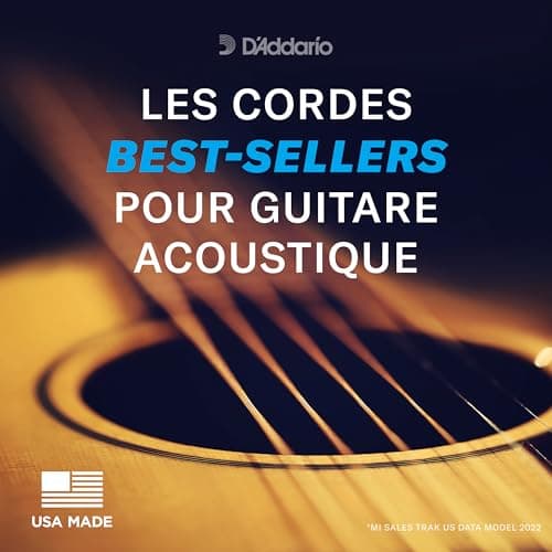 D'Addario Cordes Guitare Acoustique | Corde Guitare Folk | EJ15 | Cordes en bronze phosphoreux pour guitare acoustique avec revêtement | Très Léger 10-47