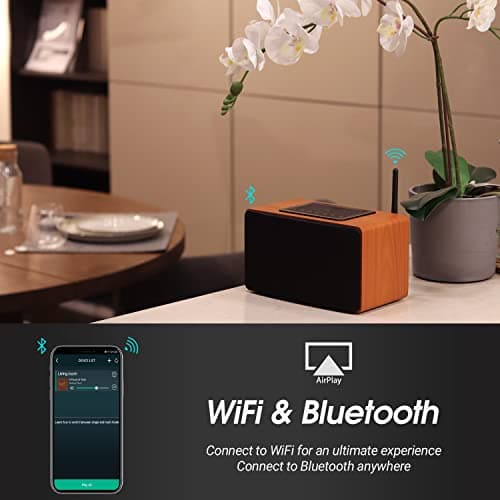 Enceinte Wifi Multiroom Bluetooth Sans Fil Stereo - August WS350 - Haut Parleur Portable Design Puissante Airplay Ethernet Jack 3.5mm Internet Radio Spotify Tidal PC Mac - Secteur et Batterie - Bois