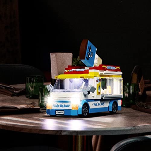 BrickBling Ensemble d'éclairage LED pour Lego Ice Cream Car, Ensemble d'éclairage décoratif pour Lego 60253 City Great Vehicles Ice Cream Car Creative Toy (Pas de modèle Lego)