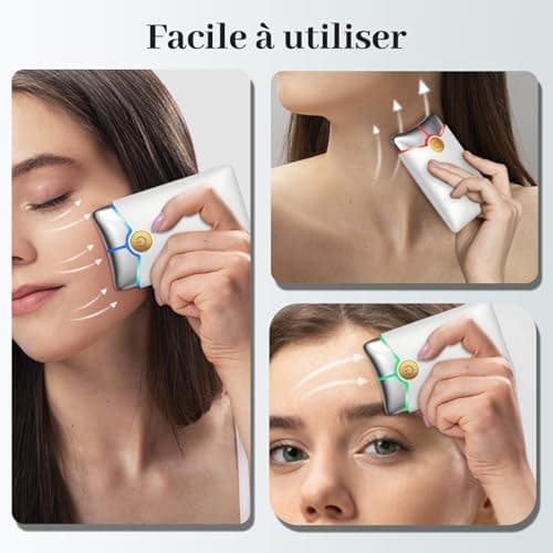 Profey Gua Sha Visage, Appareil Massage Visage avec 3 Couleurs, Appareil Anti Rides Visage avec chauffage par vibration, EMS Gua Sha pour anti-rides et anti-âge