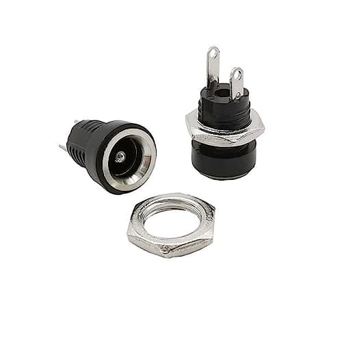 PLABBDPL 10 Pièces Mini Prise 12 Volt Femelle Connecteur 5.5mm x 2.1mm Alimentation Fiche à Souder, 5,5 x 2,1 mm DC Connecteur Jack Femelle 2 Broches Connecteur Monté sur Panneau