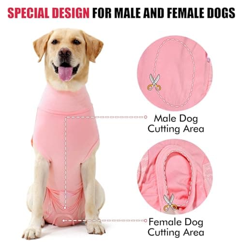 Dotoner Combinaison de Recuperation Chien Body Chien Post Operatoire Femelle Male Chirurgical Chien Body pour Chien après Stérilisation Alternative au collerette Chien Anti lechage