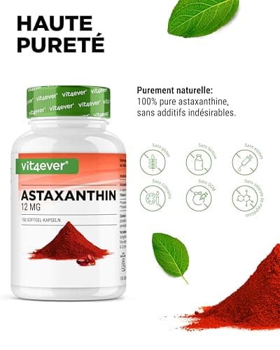 Astaxanthine 12 mg Depot - 150 capsules softgel - A partir de microalgues Haematococcus Pluvialis pures - Biodisponibilité optimisée avec de la vitamine E et de l'huile d'olive