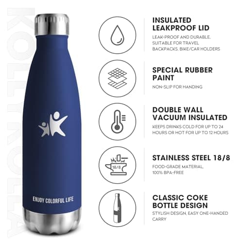 KollyKolla Gourde Isotherme 750ml, Gourde Inox sans BPA, Bouteille d'eau Reutilisable, Etanche, Isolation Double Paroi, Bouteille Isotherme Acier Inoxydable, pour Enfant, Adulte, Sport, École, Bureau