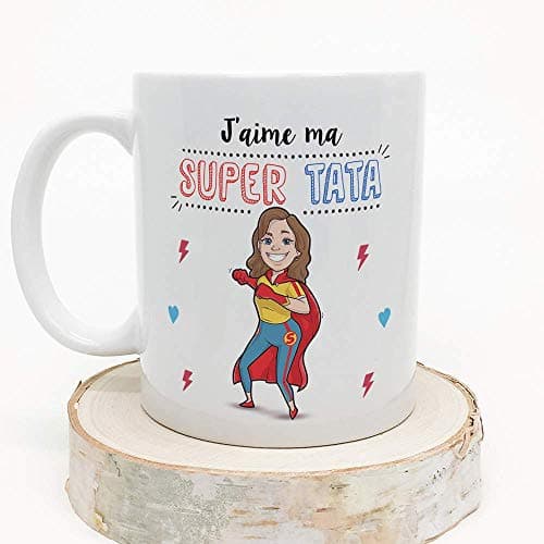 Mugffins Tata Mug/Tasse - J'aime ma Super Tata - Tasse Originale/Cadeau Anniversaire/Future Tante. Céramique 350 ML