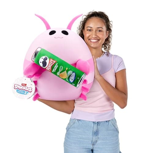 Snackles, Series 2, Pink Shrimp (Pringles, Sour Cream & Onion), Plush Toy, Cuddly Squishy Comfort Plush with License Snack Brand Accessory, Medium (35 cm), Brown Box, (Pink Shrimp)