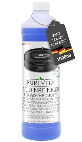 PURIVITA - Produit Nettoyant Sol pour robots laveur de sol - Concentré de détergent pour tous les robots lavants, y compris le Produit Aspirateur Laveur - Floor Cleaner d’1000 ml
