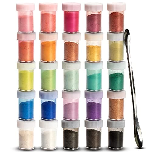Tritart 25 Flacons de Poudre de Mica avec Pigment en Resine Epoxy - pour Fabrication de Colorant Savon, Bougie, Peinture, Gloss