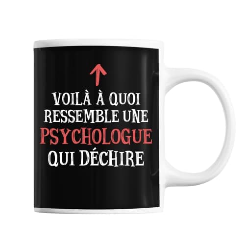 Planetee Mug Psychologue Qui déchire | Tasse café métier pour collègue de travail ami ou famille | Imprimé en France