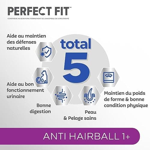 PERFECT FIT Adulte 1+ Croquettes pour chat adulte – Répond à des besoins spécifiques d'un chat stérilisé – Nourriture Riche en Poulet – 1,4 kg (Lot de 5)