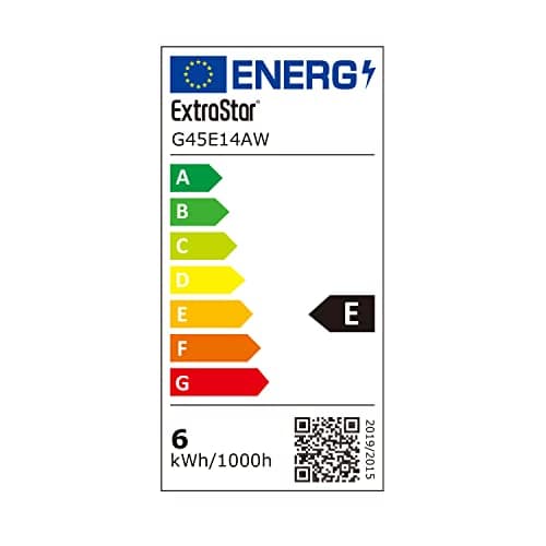 EXTRASTAR Ampoule LED Filament E14 G45, 6W Equivalente à Ampoule Halogène Vintage 60W, Blanc Chaud 750Lm 3000K, Non Dimmable, Lot de 6