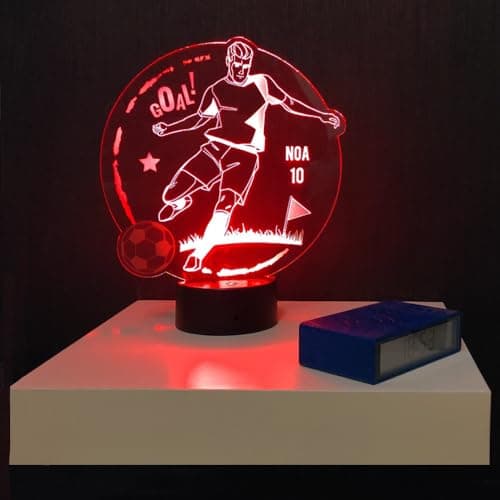 Veilleuse Foot Personnalisable, Veilleuse Footballeur, Décoration Chambre Foot, Lampe Foot Personnalisable, Lumière d'ambiance Foot pour garçon