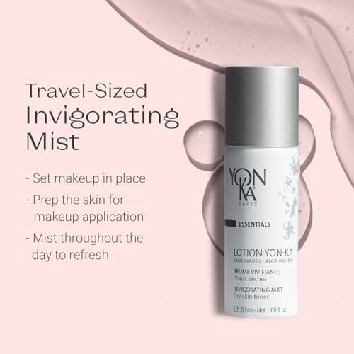 Lotion Tonique Yonka pour Peaux Sèches et Sensibles 50ml - Brume Vivifiante Sans Alcool - Hydrate, Purifie, Apaise et Rééquilibre - Aux 5 Huiles Essentielles - Spray Vaporisateur - 99,7% Naturelle