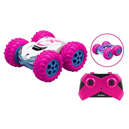 Exost-360 Exost Voiture Télécommandée Tout-Terrain- Cross Emballage Ecologique, Facile à déballer-Conduite sur 2 Faces et Rotation à 360° -Jouet pour Enfant 5,6,7,8,9,10 Ans, 20260, Rose et Blanche