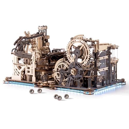 ROBOTIME LGC01+LGA01+LG01 3-in-1 Circuits de Billes Maquette Puzzle 3D en Bois à Construire pour Adultes, LED Mécanique Modèle Cadeau Homme, LGX02 (=LGC01+LGA01+LG01)