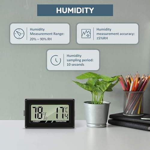 Thlevel Mini Digital LCD Thermomètre Hygromètre Température Humidité Testeur Thermomètre Portable Thermo Hygromètre Indicateur pour Bureau Cuisine Humidors Incubateurs Reptiles (5PCS)