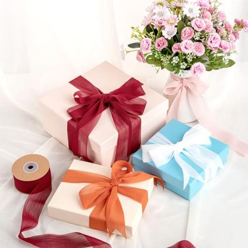 MORSUNBELA Ruban Rose, Ruban Cadeau Large 3,8 cm x 23 m Ruban en Mousseline de Soie Rose Clair Ruban en Tissu pour Mariage, Cadeau d'anniversaire