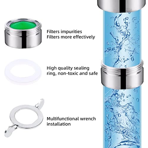 Vinabo 15pcs Mousseur Robinet, Acier Inoxydable Aérateur de robinet M24 avec filtre en ABS, Economiseur d'Eau Embout Brise Jet Robinet Cuisine et Salle de Bain Matériel+15 joints et 1 Clé Argent